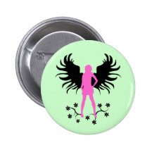 Botón rosado del ángel del gótico pins