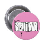 Botón rosado del feliz cumpleaños pin