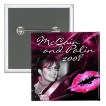 Botón rosado del labio de Sarah Palin Pin