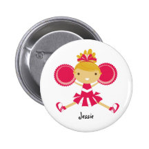 Botón rosado del nombre de la fiesta de cumpleaños pin