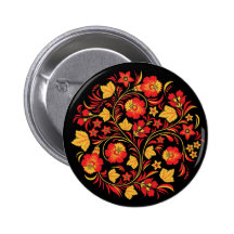 Botón ruso del arte popular de Khokhloma Pins