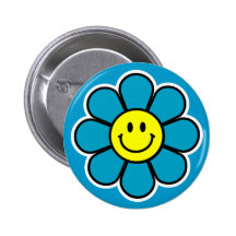 Botón sonriente de la flor (azul) pins