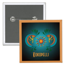 Botón trasero del Pin de la plantilla de Kokopelli