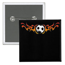 Botón tribal del naranja de las llamas del fútbol pins