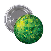 Botón verde de la bola de discoteca pins