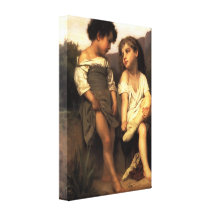 Bouguereau - en el borde del arroyo impresión en lienzo estirada