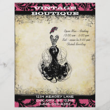 Boutique negro y rosado o negocio del vestido del  flyer a todo color