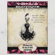 Boutique negro y rosado o negocio del vestido del  flyer personalizado