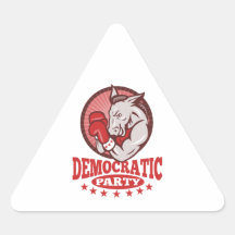 Boxeo de la mascota del burro de Demócrata Pegatinas Trianguloes