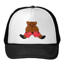 Boxeo Teddybear en rojo Gorro De Camionero