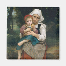 Bretón Brother y hermana - Guillermo Bouguereau Imán De Frigorifico