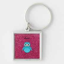 Brillo azul conocido personalizado del rosa del bú llaveros personalizados