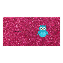 Brillo azul conocido personalizado del rosa del bú tarjetas fotográficas 