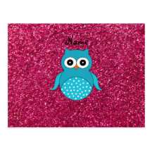 Brillo azul conocido personalizado del rosa del bú tarjeta postal