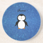 Brillo azul personalizado del pingüino conocido posavasos personalizados