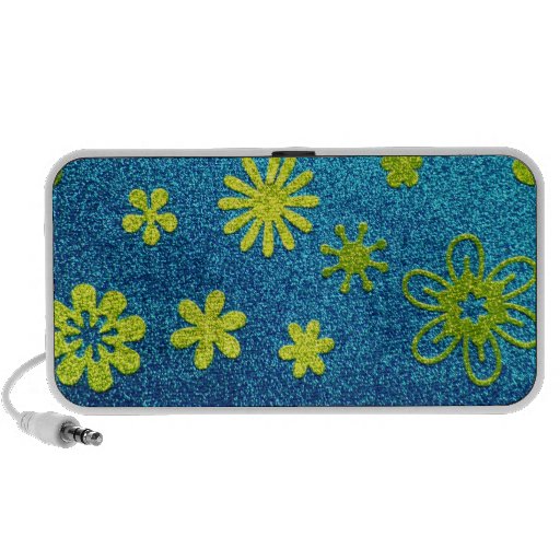 Brillo azul y encanto verde de la flor laptop altavoz