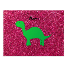 Brillo conocido personalizado del rosa del dinosau tarjetas postales