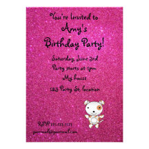 Brillo conocido personalizado del rosa del perro invitacion personalizada
