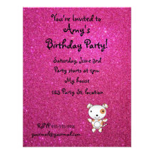 Brillo conocido personalizado del rosa del perro invitación
