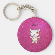 Brillo conocido personalizado del rosa del perro llavero personalizado