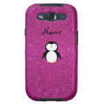 Brillo conocido personalizado del rosa del pingüin galaxy SIII funda