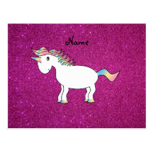 Brillo conocido personalizado del rosa del unicorn tarjeta postal