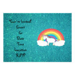 Brillo de la turquesa del unicornio del arco iris anuncio personalizado