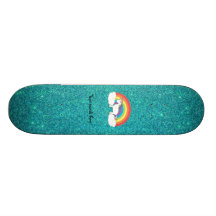 Brillo de la turquesa del unicornio del arco iris tablas de skate