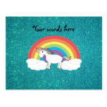 Brillo de la turquesa del unicornio del arco iris postales