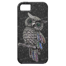 Brillo de plata impreso del negro del búho y de la iPhone 5 cárcasa