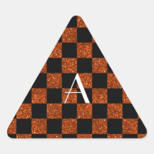 Brillo del naranja y del negro del monograma a cua calcomanías triangulos