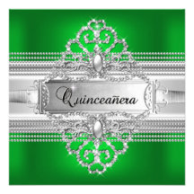 Brillo del verde de la plata de la fiesta de cumpl invitación