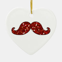BRILLO IMPRESO BIGOTE ROJO DIVERTIDO ORNAMENTO PARA REYES MAGOS