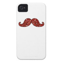 BRILLO IMPRESO BIGOTE ROJO DIVERTIDO Case-Mate iPhone 4 CARCASA