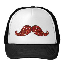BRILLO IMPRESO BIGOTE ROJO DIVERTIDO GORROS BORDADOS