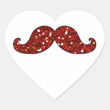 BRILLO IMPRESO BIGOTE ROJO DIVERTIDO CALCOMANÍAS DE CORAZONES PERSONALIZADAS