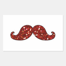 BRILLO IMPRESO BIGOTE ROJO DIVERTIDO RECTANGULAR PEGATINA