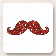 BRILLO IMPRESO BIGOTE ROJO DIVERTIDO POSAVASOS DE BEBIDA