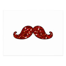 BRILLO IMPRESO BIGOTE ROJO DIVERTIDO TARJETAS POSTALES