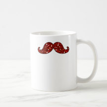 BRILLO IMPRESO BIGOTE ROJO DIVERTIDO TAZA DE CAFÉ