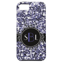 Brillo púrpura del Glitz descarado falso personali iPhone 5 Case-Mate Coberturas