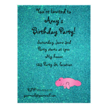 Brillo rosado conocido personalizado de la turques invitaciones personalizada