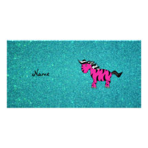 Brillo rosado conocido personalizado de la turques tarjetas fotográficas personalizadas