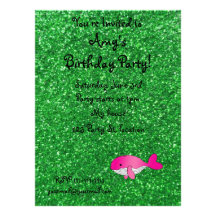 Brillo rosado conocido personalizado del verde de  invitaciones personales 