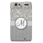 Briznas y rayas florales poner crema de plata con  motorola droid RAZR funda