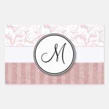 Briznas y rayas florales rosadas con el monograma rectangular altavoces