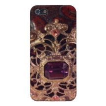 Broche del vintage en el caso de cuero del iPhone  iPhone 5 Fundas