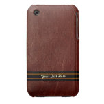 Brown 3G de cuero Barely There - personalice iPhone 3 Cobertura
