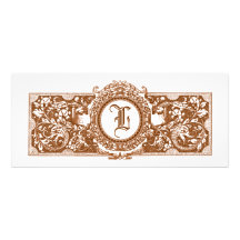 Brown adornado "L" invitaciones del boda del monog Invitacion Personal