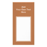 Brown con el área y el texto blancos tarjetas fotográficas personalizadas